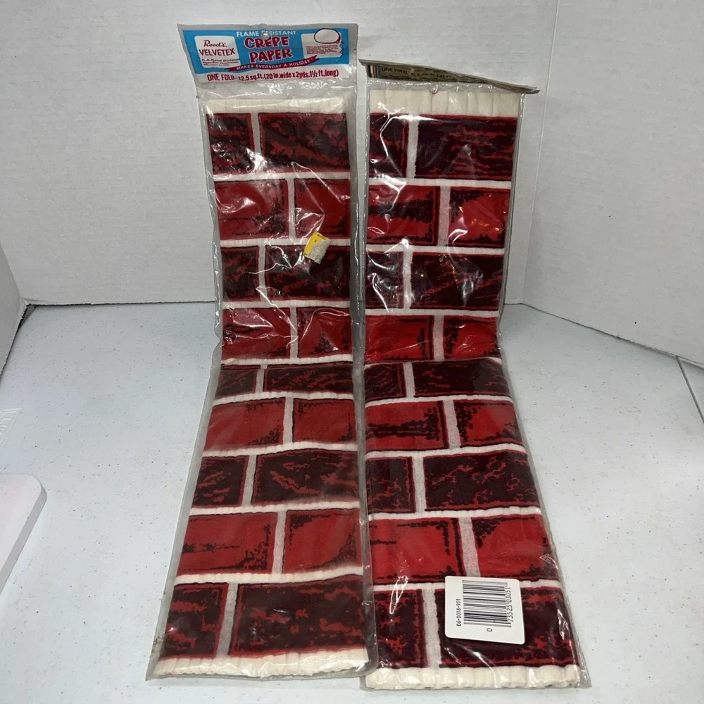 Reed's Velvetex Crepe Paper Brick Pattern NOS Flame Resistant Lot Of 2